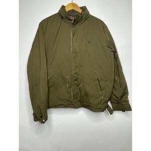 Polo Ralph Lauren Jacket Fleece Lined Olive Green  khaki‎ size Large Full Zip